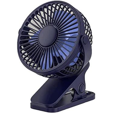 Imagem de Mini ventilador alimentado por refrigeração, recarregável, alimentado por USB, 3 velocidades, multiuso, pequeno, mas potente, para mesa de quarto, escritório, ventilador portátil silencioso (azul)