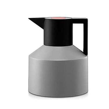 Imagem de Nordic Simple Panela de isolamento a vácuo de aço inoxidável garrafa de água quente de grande capacidade chaleira de café geométrica de alto valor (cor: preto) (cinza)