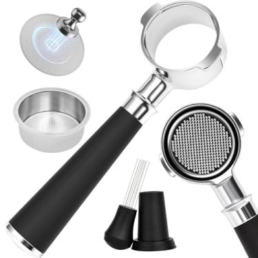 Imagem de Filtro portátil sem fundo de 51 mm para Delonghi ECP3420, EC155, BCO430, EC260 e ECP3120. O kit de acessórios de café expresso inclui tela de disco, ferramenta WDT, funil de dosagem, cesta de filtro