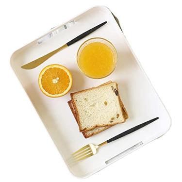 Imagem de Bandeja de mesa para cama, bandeja de plástico, alça branca, joias, maquiagem, gaveta, organizador de alimentos, talheres, compartimentos, caixa de armazenamento, bandeja de alimentos, grande ()