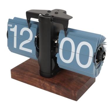 Imagem de TARSHYRY Relógio Flip retrô, Relógio de Mesa Flip Automático Com Design Vintage Com Botão de Ajuste de Tempo Fácil, Display de Números Grandes, para Decoração de Sala de Estar de (Azul)