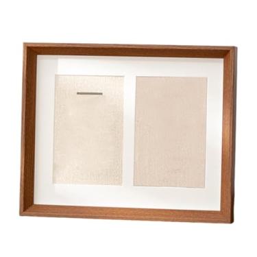 Imagem de Ioensy Porta-retratos com vitrine para medalhas, versátil moldura de madeira para fotos, ideal para corrida, premiações, medalhas e insígnias de ginástica, Cor Teca