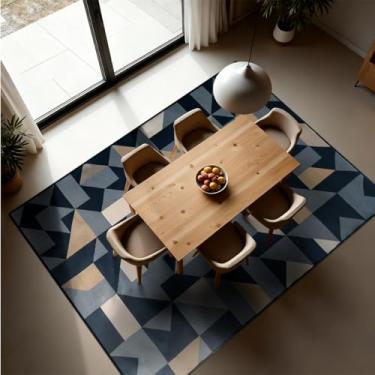 Imagem de 1 Tapete Sala de Jantar Mesa Grande 150X200 Js Do Zi Vr (M20 Azul - Geométrico Moderno)