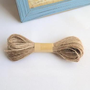 Imagem de Corda de juta natural – corda de juta marrom para embrulho de presente, artesanato de Natal, decoração e projetos (amarelo, 1 mm)