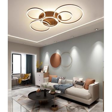 Imagem de Luminária de teto LED moderna e regulável para sala de estar, com design criativo e redondo, controle remoto, temperatura de cor de 3000K a 6500K, ideal para quartos e salas de jantar (cor c