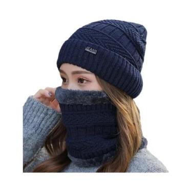 Imagem de Conjunto De Gorro E Cachecol De Tricô Quente Para Ciclismo Outono Inve