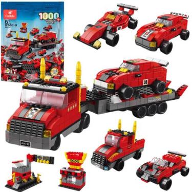 Imagem de Blocos De Montar Kit Caminhão e Pit Stop 1000 Peças 6 em 1 - Castela