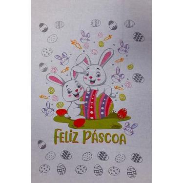Imagem de Pano De Prato Lomaer Sacaria Pascoa 50cmx70cm Estampado Coelho 0A Bran