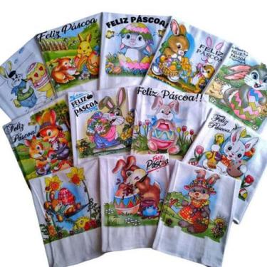 Imagem de Pano De Prato Lomaer Sacaria Estampado Pascoa c/ Glitter 0,45 x 0,71cm