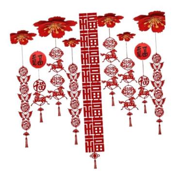 Imagem de Sclmgo Enfeite de Ano Chinês Fu Pingente Cavalo Tradicional de Feltro Vermelho para Pendurar Na Porta Ou No Teto - Ideal para Casa E comércio, Style B, Tamanho real