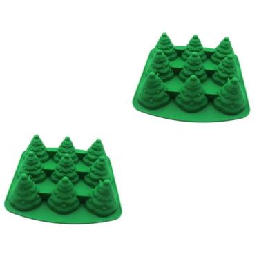 Imagem de 2 peças moldes de lata para bolo de árvore de Natal moldes de chocolate molde doce moldes epóxi de natal cortadores de biscoitos de chocolate de natal ferramenta de cozimento molde de sorvete de gelat
