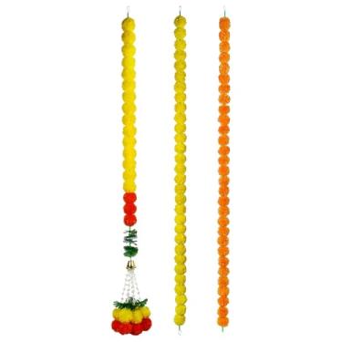 Imagem de Flores de calêndula para decoração, guirlandas para decoração - Decoração de flores de calêndula de guirlanda de Diwali de 5 pés,Decorações de guirlanda de flores, decoração de flores de fios longos p