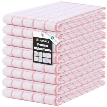 Imagem de Homaxy Toalhas de cozinha premium (40,6 cm x 71,1 cm, pacote com 8), panos de prato grandes de algodão fiado anel, toalhas de mão de cozinha macias super absorventes, conjunto de toalhas de chá de