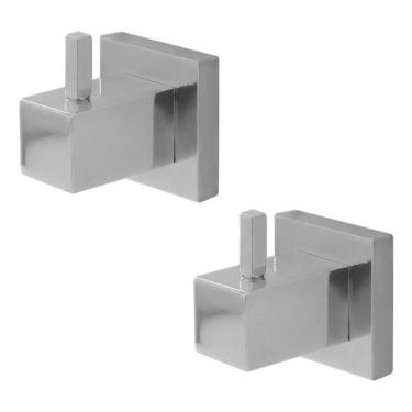Imagem de 2X 2 Porta Toalha Cabide Simples Cromado Para Banheiro Cor