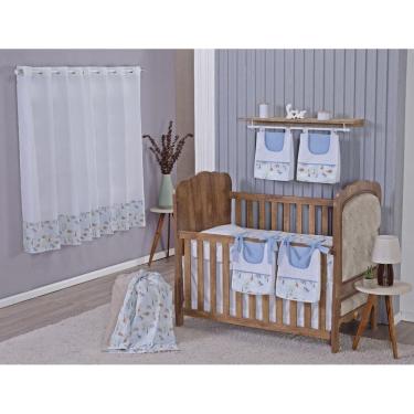 Imagem de Enxoval Bebe Kit Berço Americano Cortina Algodão Menino