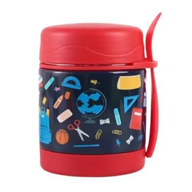 Imagem de Pote Térmico c/colher - 300ml Hermético - Aço Inox com parede dupla e Isolamento à vácuo - Ideal para Frutas Sopas Papinha Marmita - Quente e Frio (Vermelho)