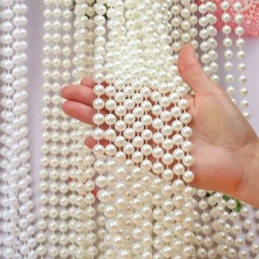 Imagem de Guirlanda de pérolas artificiais de 6 mm, contas de pérolas falsas, fio de acabamento de corrente para artesanato, festa de casamento, flor, dia dos namorados, decoração de Natal (marfim, 19,68 pés)