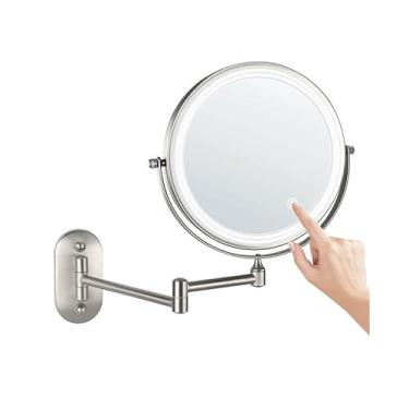 Imagem de Espelho de Parede Auxmir LED com Magnificação 1X 5X Recarregável via USB Rotação 360 Luz Ajustável Braço Extensível para