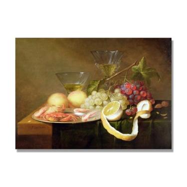 Imagem de NHLDZYH Tela vintage de frutas mortas, impressão de estilo de pintura a óleo vintage, decoração de jantar de fazenda B50. 50 x 70 cm. Somente tela