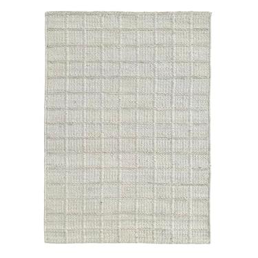 Imagem de Weaving Village Tapete de juta Block Grid, off-white, 25 x 25 m, xadrez, boho, tecido à mão, fibra natural, para sala de estar, quarto, corredor, cozinha