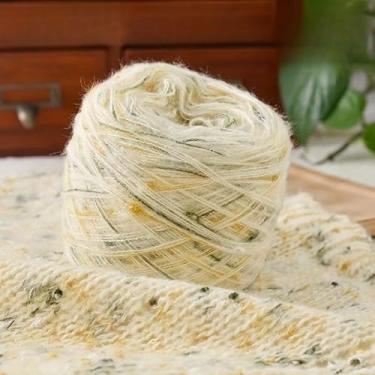 Imagem de 4 bolas coloridas bolinhas de fio arco-íris Mohair para tricô, chapéus, suéteres, artesanato e cobertores - 15% mohair, 15% lã, 70% acrílico, 1 saco = 4 bolas = 400 g (AutumnRainSycamore)