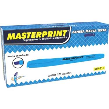 Imagem de Caneta Marca Texto, Masterprint, Azul, MP 612, Caixa Com 12 Unidades