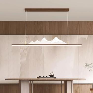 Imagem de Luminária pendente LED moderna para sala de jantar, com comprimento ajustável, dimerizável de 3000K a 6000K, controle remoto, ideal para mesa de jantar, bar ou escritório. Lustre minimalista