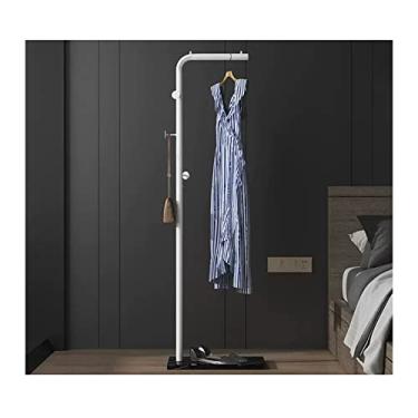 Imagem de KEG801302 Cabideiro para pendurar no chão corredor quarto simples cabideiro casa sala de estar cabideiro tipo haste única prateleira chapéu suporte (branco + preto, 150 cm)