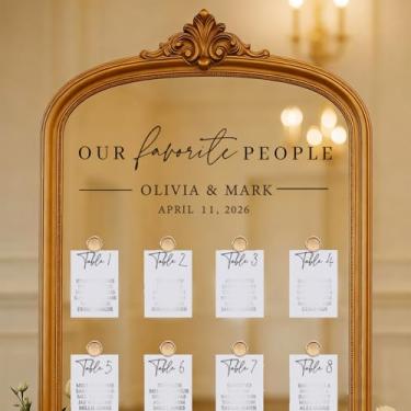 Imagem de JarThenaAMCS Adesivos espelhados "faça você mesmo" para data e nome de assentos, adesivos espelhados, letras removíveis, decalques de vinil para placa de janela de vidro, decoração de casamento, preto