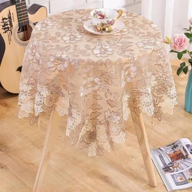 Imagem de Toalha de mesa quadrada de renda poliéster nylon à prova de poeira capa decorativa para jantar, café, festas de casamento, café leve, 60 cm/90 cm/115 cm/135 cm (90 × 90 cm)