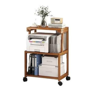 Imagem de Rack de armazenamento multifuncional para escritório, suporte para copiadora, mesa de impressora multicamadas (marrom)