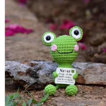 Imagem de KALAWALK Handmade Crochet Frog - Positive Animal Emotional Support Animal Stress Relief Gift with Cheer Up Card, for Women, Friends, Students