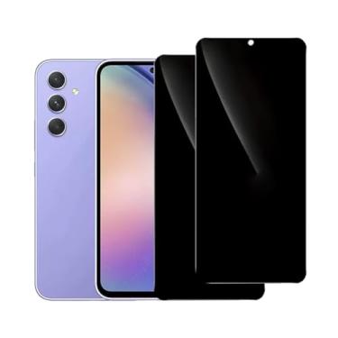 Imagem de Pacote com 2 protetores de tela de privacidade para Samsung Galaxy A54 5G, película de vidro temperado anti-espião, cobertura total, antiarranhões, sem bolhas, fácil instalação