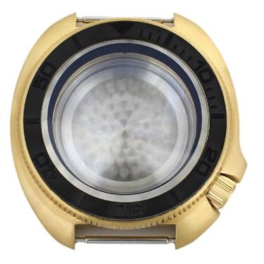 Imagem de FEIYASHI Caixa de relógio de luxo de 44 mm de aço dourado tartaruga atum à prova d'água vidro safira para movimento NH35/36/38 4R36 peças SKX Abalone, Ouro 10, Deep Blue Chapter Ring, Caixa de relógio