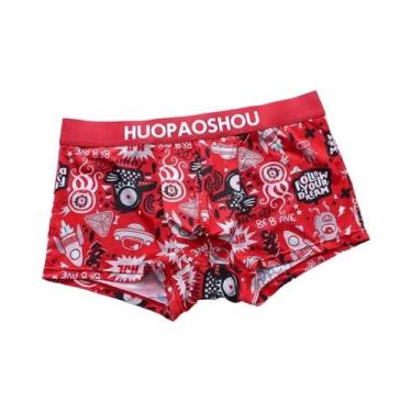 Imagem de Cuecas Boxer Masculinas De Cintura Baixa Em Cetim Com Estampa Divertid
