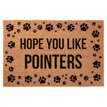 Imagem de Tapete de porta engraçado de boas-vindas - Hope You Like Pointers Natural Coco Coir Heavy Duty Backing Frontal Capacho bonito antiderrapante porta frontal entrada e exterior, marrom 23,6 x 15,7