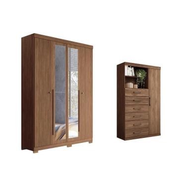 Imagem de Guarda Roupa +cômoda 2 Peças Qc309 Jatobá - Santos Andirá