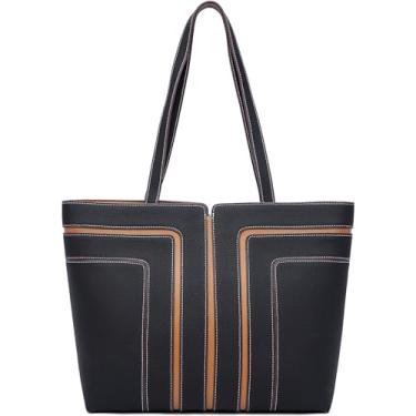 Imagem de FOXLOVER Bolsa feminina de grande capacidade para laptop, bolsa de ombro de couro, bolsas de negócios, design minimalista