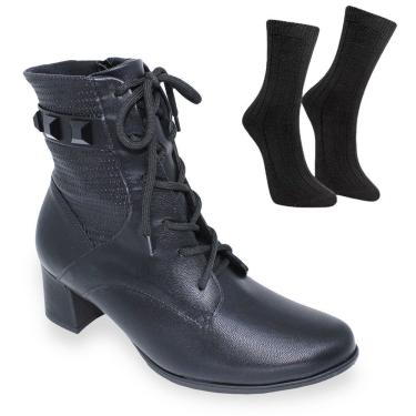 Imagem de Kit Bota Piccadilly Danubia Cano Curto Feminina + Par de Meia