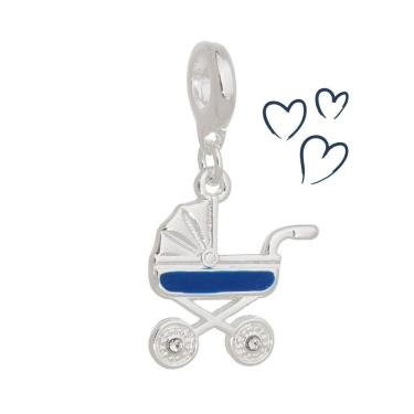 Imagem de Charm Carrinho Bebê Menino Revestido Em Prata