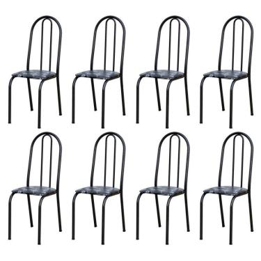 Imagem de Kit 8 Cadeiras 050 América Cromo Preto/florido - Artefamol