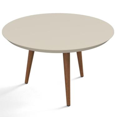 Imagem de Mesa De Centro Redonda Pés Madeira Luna 670 Off White