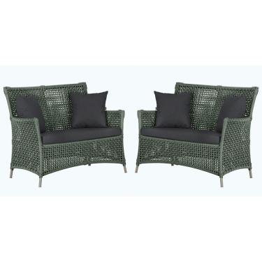 Imagem de 2 Sofás área Externa Igapó Alumínio Fendi Corda Náutica E11 Verde