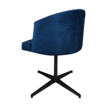 Imagem de Cadeira Poltrona Base Preto Giratoria Estofada Arkadina Suede Azul