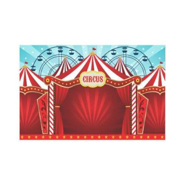 Imagem de Painel De Lona Circo Roda Gigante Azul Claro - Fabrika de Festa, 300x2