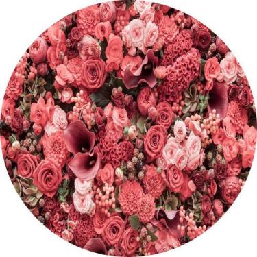 Imagem de Painel de Lona Redondo Textura de Flores Fuxia - Fabrika De festa, 170