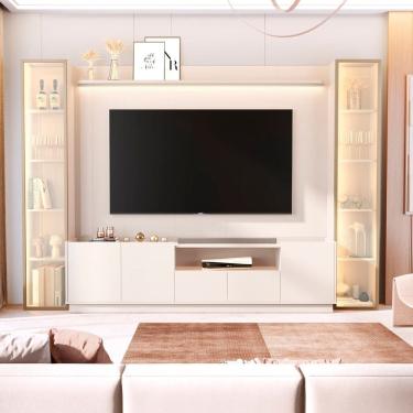 Imagem de Rack com Painel para Tv 84 Polegadas 100% Mdf com Led Vitoria Regia Off White