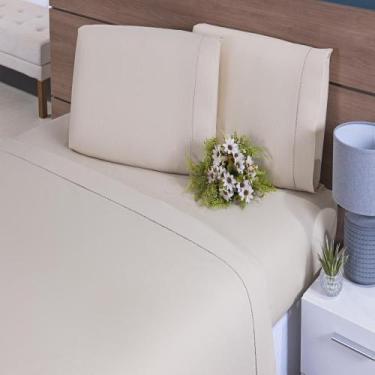 Imagem de Conjunto De Fronhas 100% Algodão 200 Fios 4 Peças Caqui - Thais Enxova