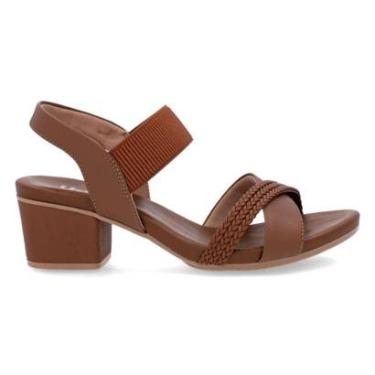 Imagem de Sandália Usaflex Feminina Bico Redondo Couro Tira Trançada Casual AE32035-Feminino