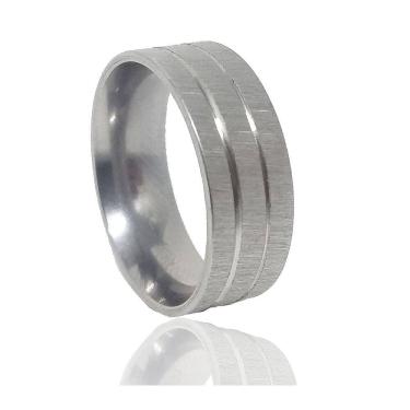 Imagem de Aliança de Namoro com Filetes em Aço 8mm Tamanho 24